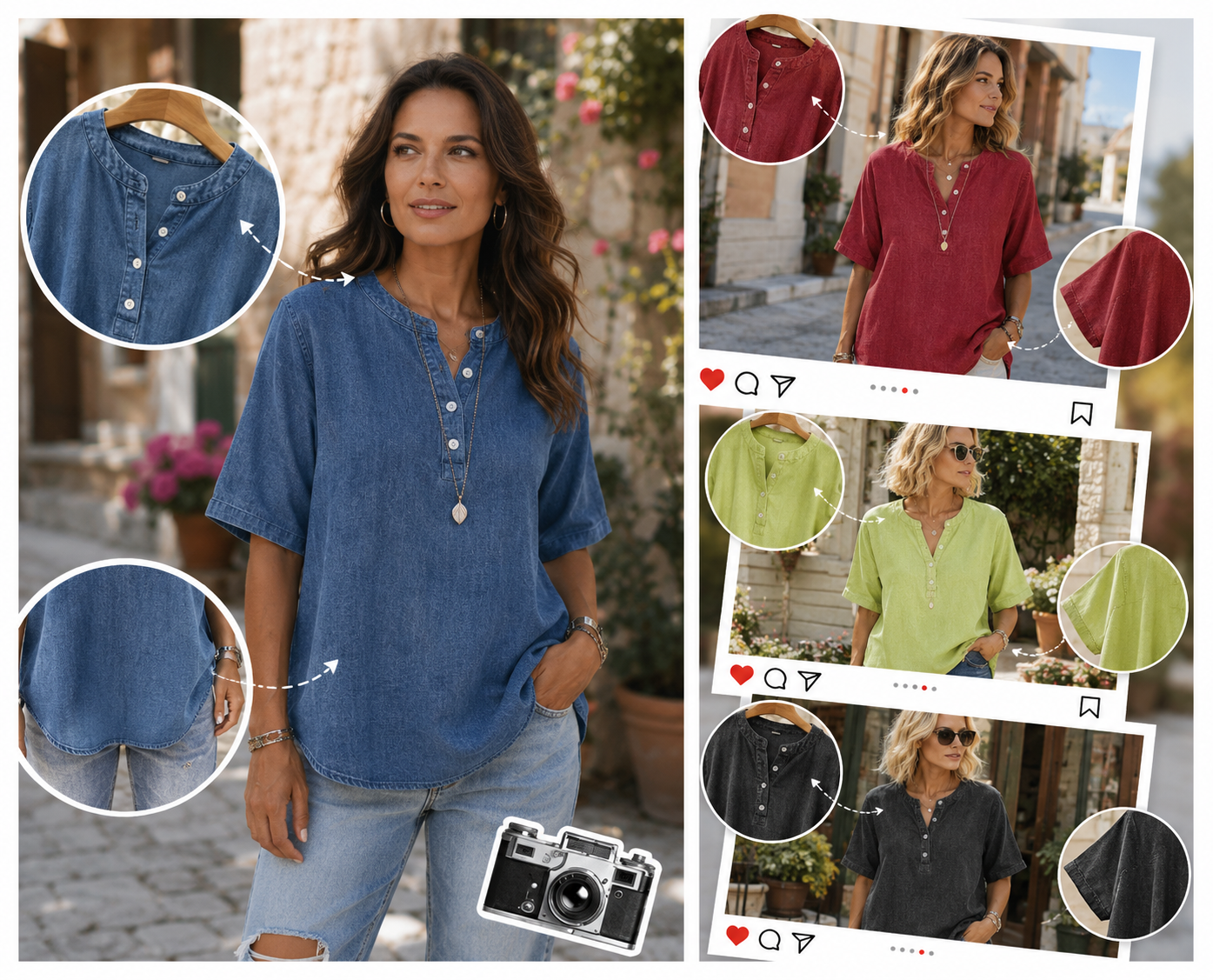 Cotton-linen Henley shirt outfit ideas